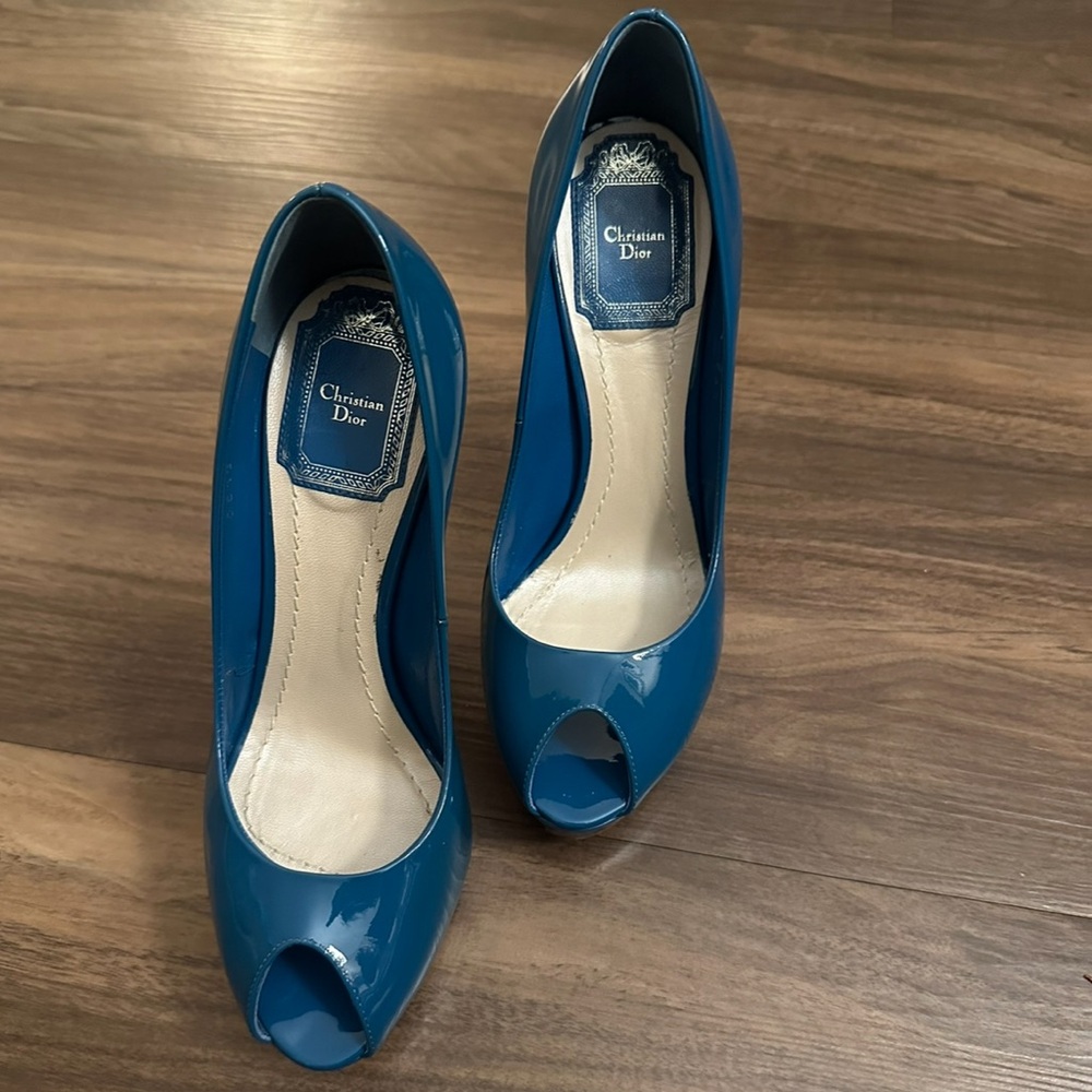 Christian Dior Blue Peep Toe Pumps